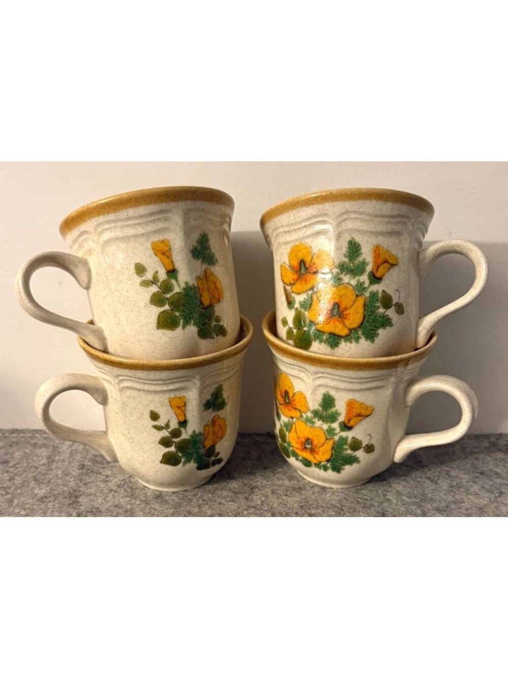4 Vintage Mikasa Garden Club Petunia  Design Coffee Cups  # 3403